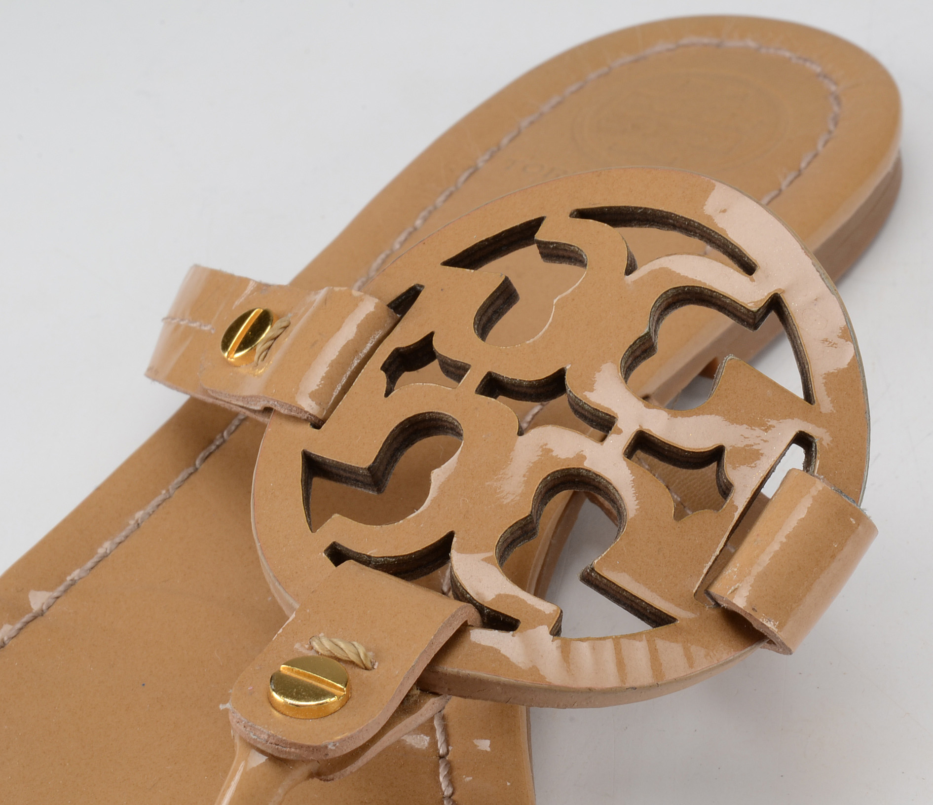 Tory Burch Tan Patent Leather Sandals