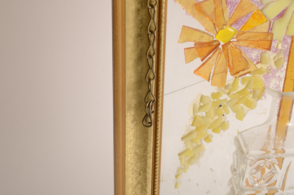 Pair of Modern Stained Glass Collage Art