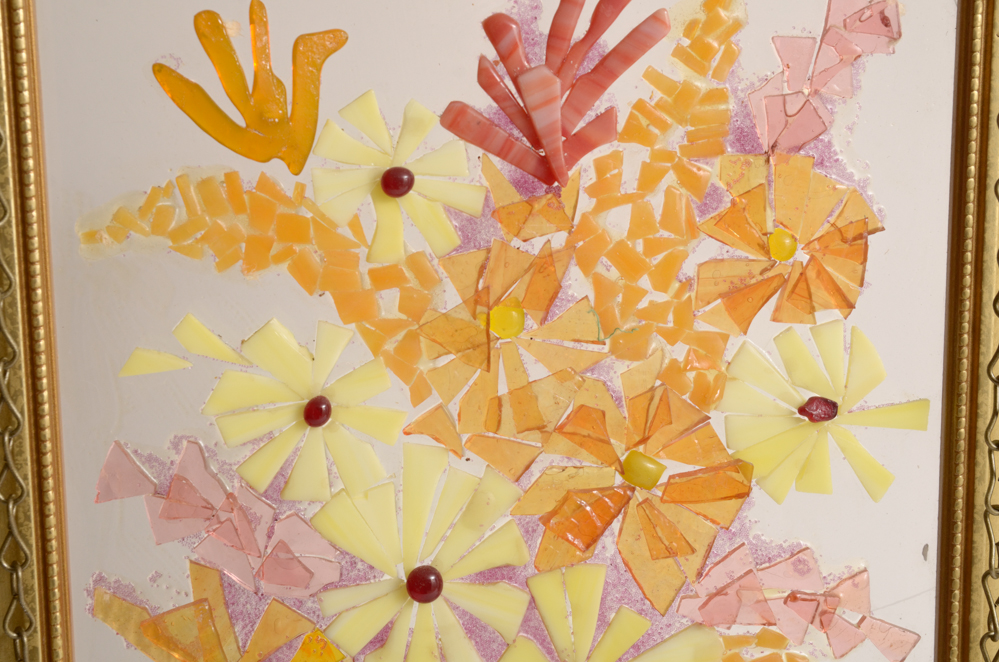 Pair of Modern Stained Glass Collage Art