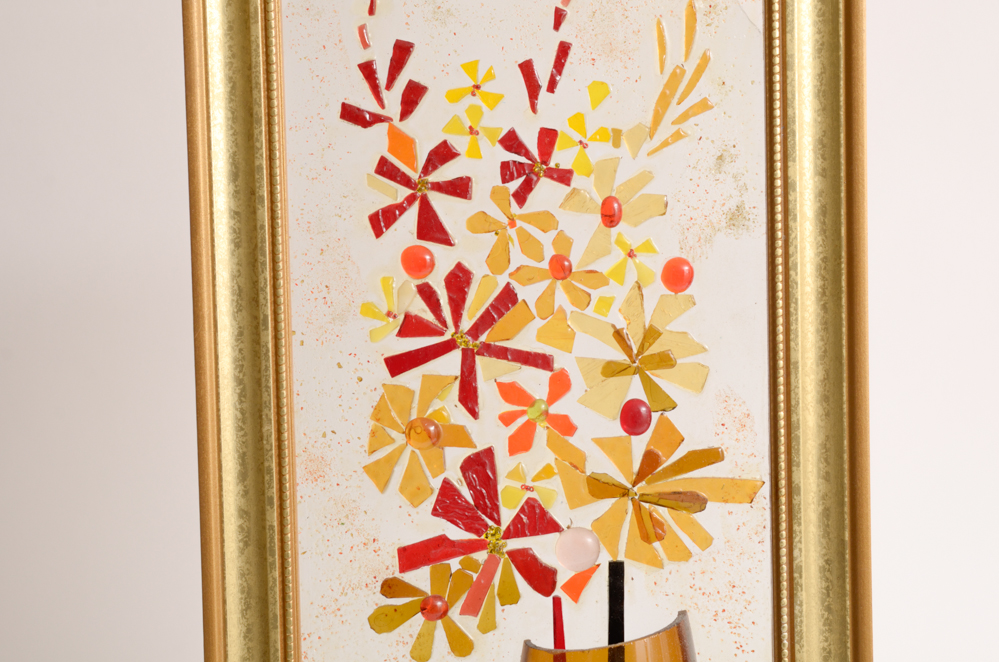 Pair of Modern Stained Glass Collage Art