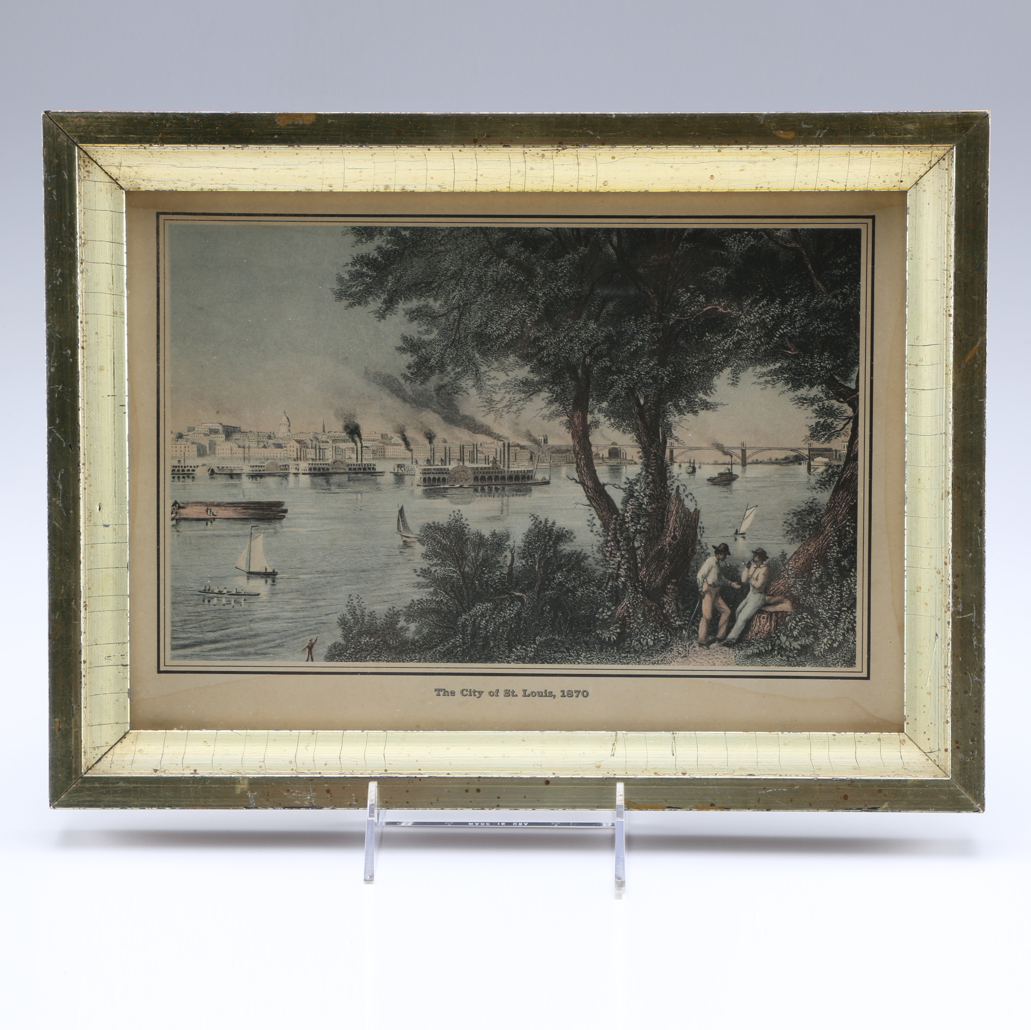 Five Framed Vintage Offset Lithographic Prints of U.S. Cities