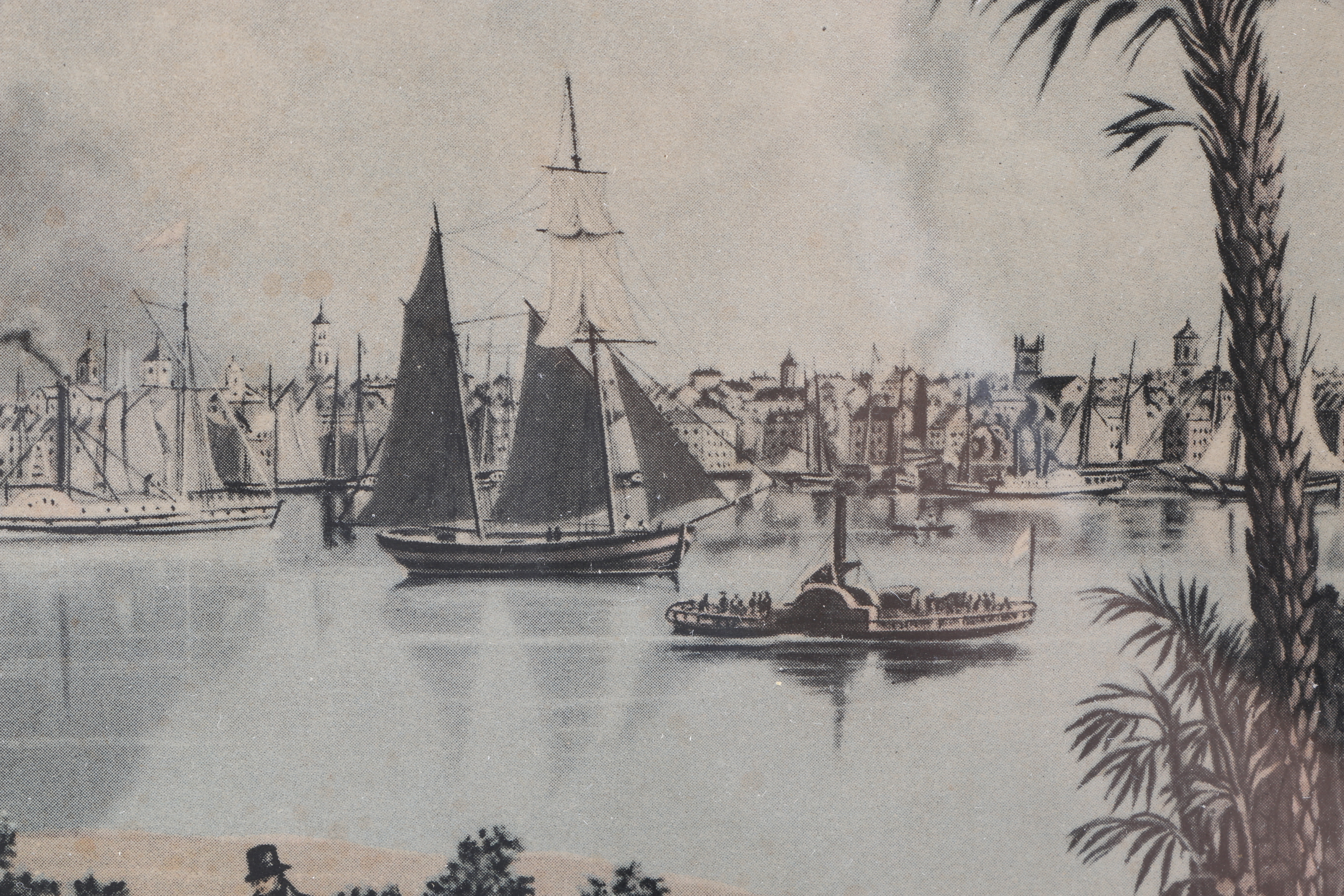 Five Framed Vintage Offset Lithographic Prints of U.S. Cities