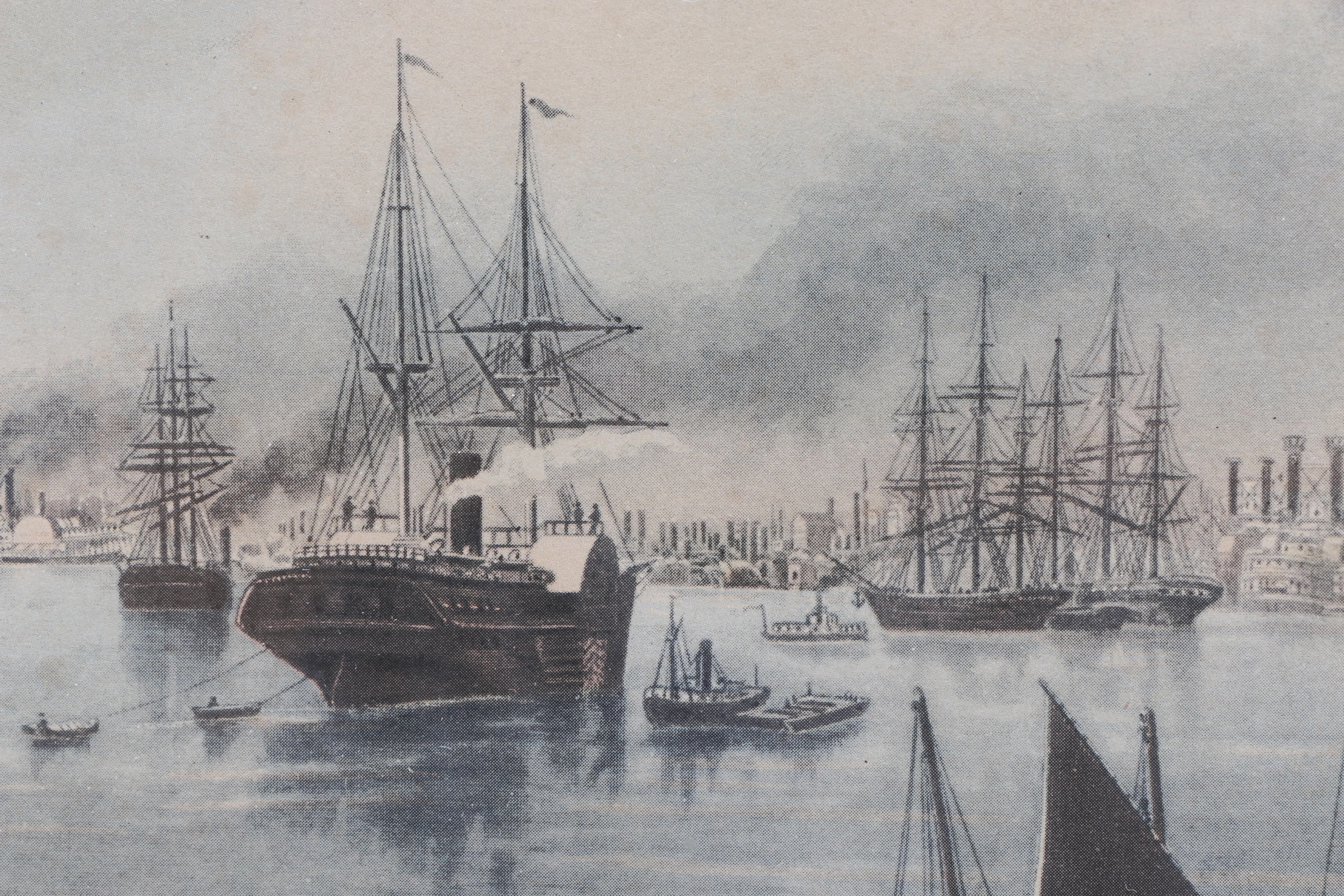 Five Framed Vintage Offset Lithographic Prints of U.S. Cities