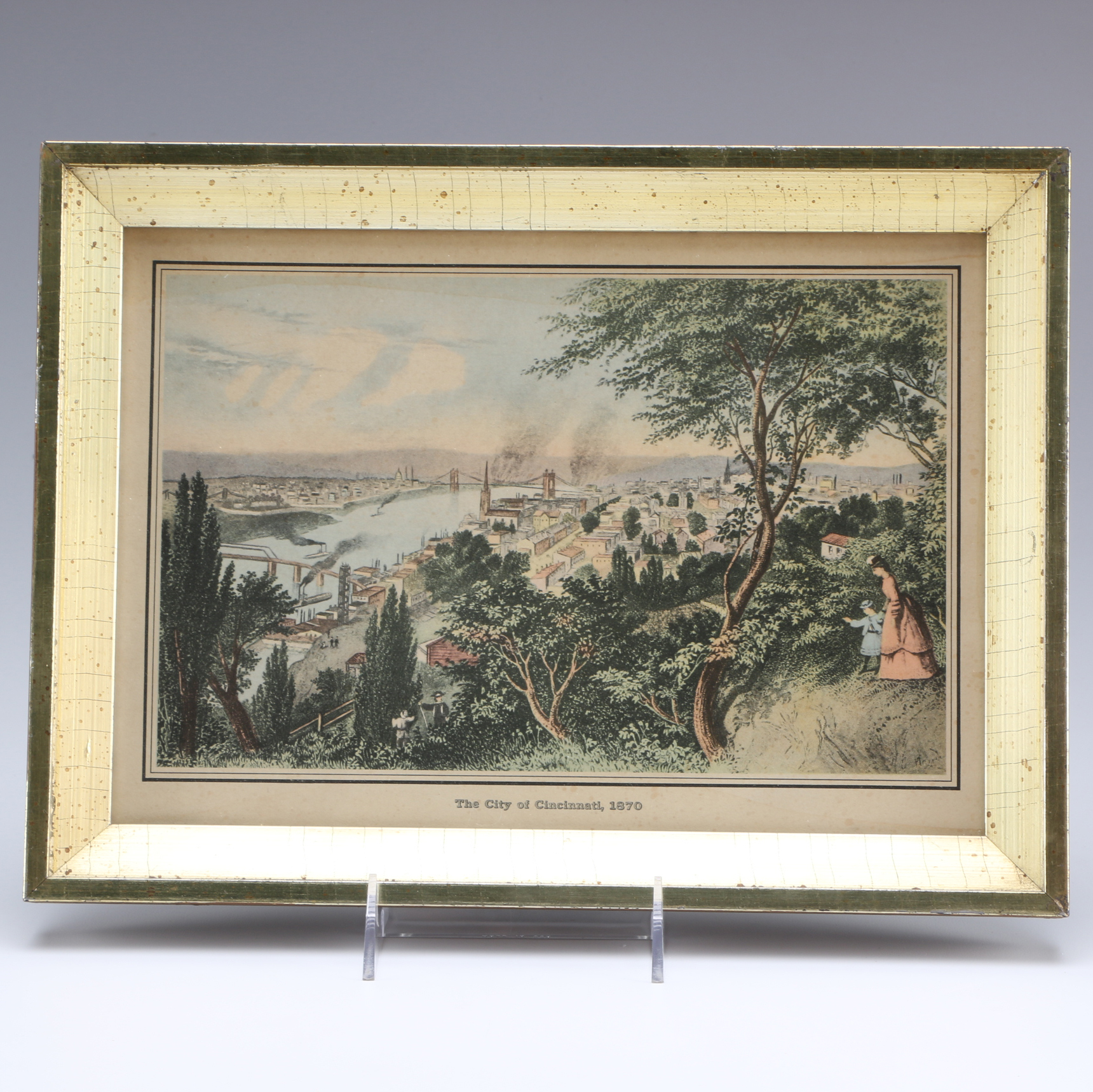 Five Framed Vintage Offset Lithographic Prints of U.S. Cities