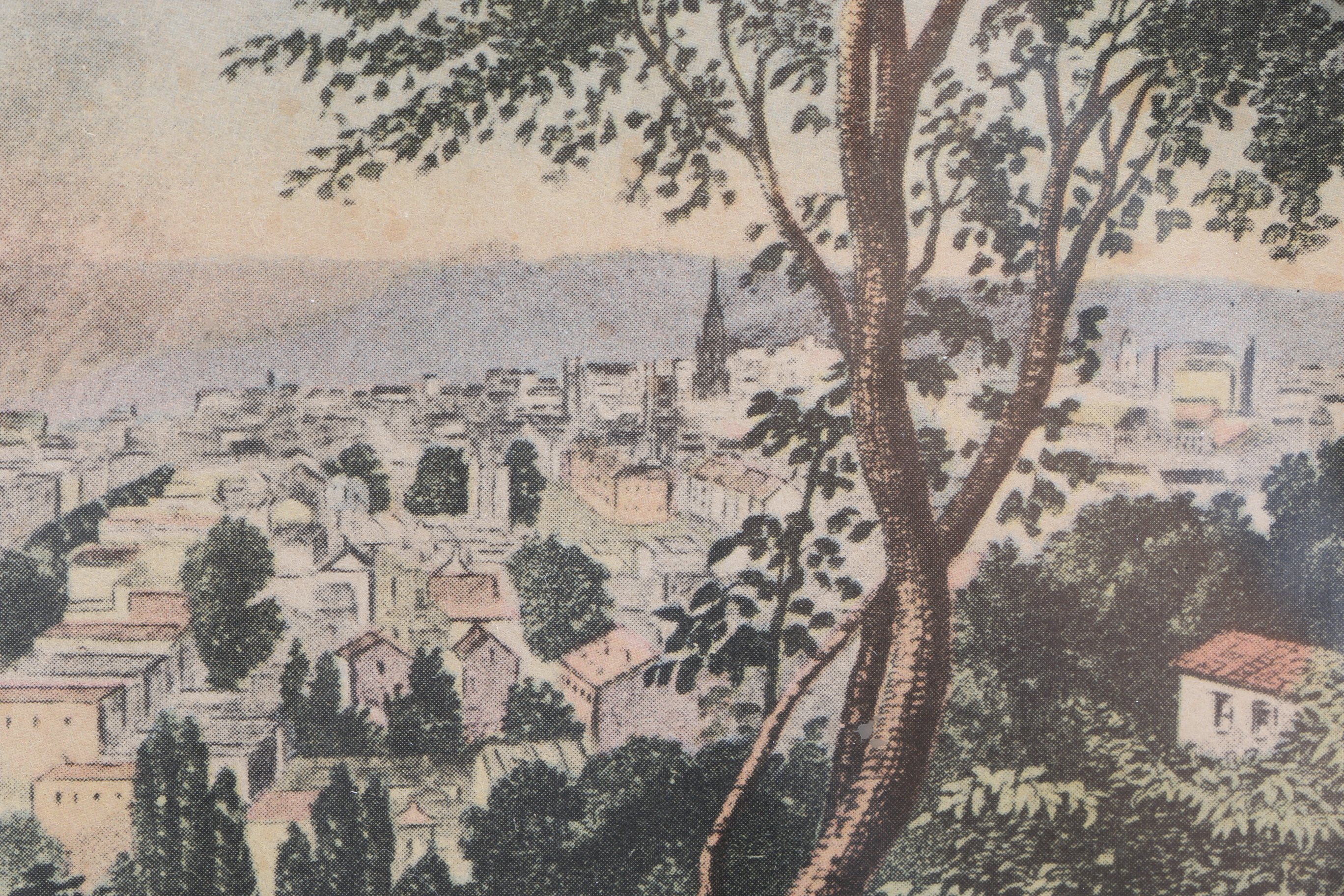 Five Framed Vintage Offset Lithographic Prints of U.S. Cities