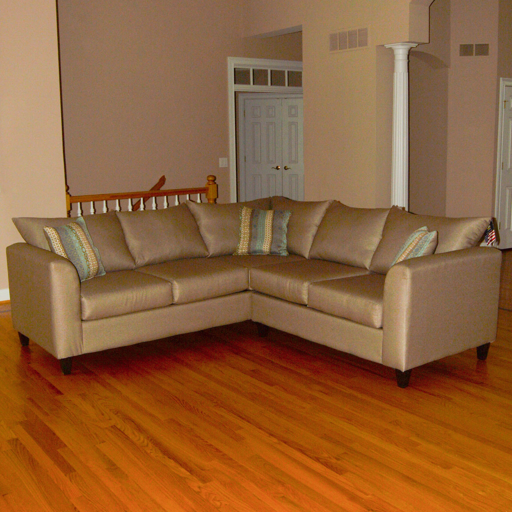 Gray Upholstered Sectional Sofa