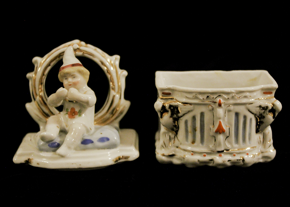 Antique Victorian and Art Deco Porcelain Clown Pair