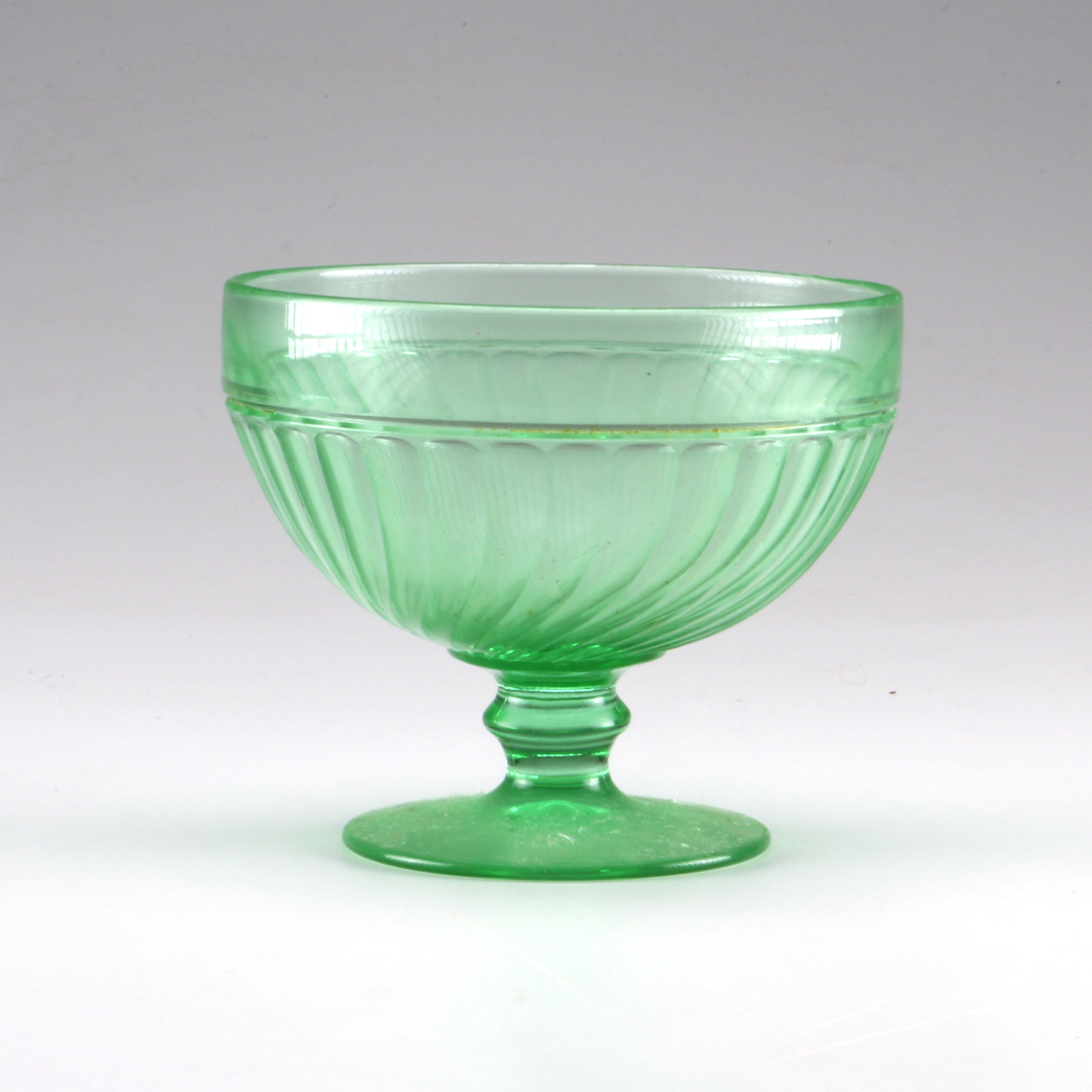 Optic Twist Green Depression Glass with Other Elegant Green Glassware