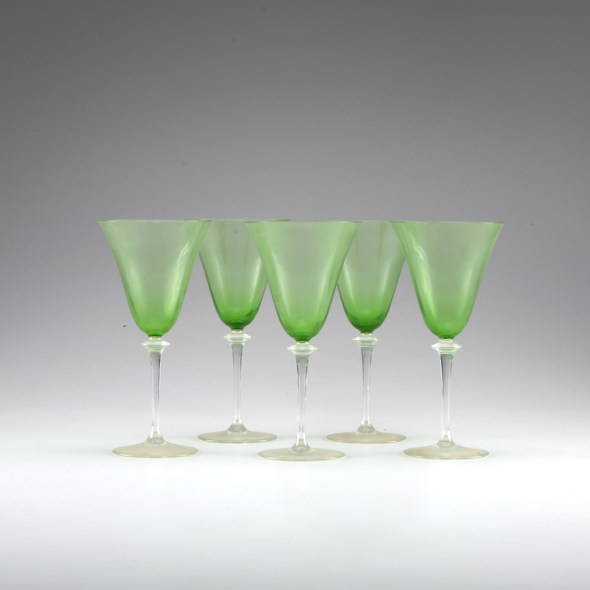 Optic Twist Green Depression Glass with Other Elegant Green Glassware