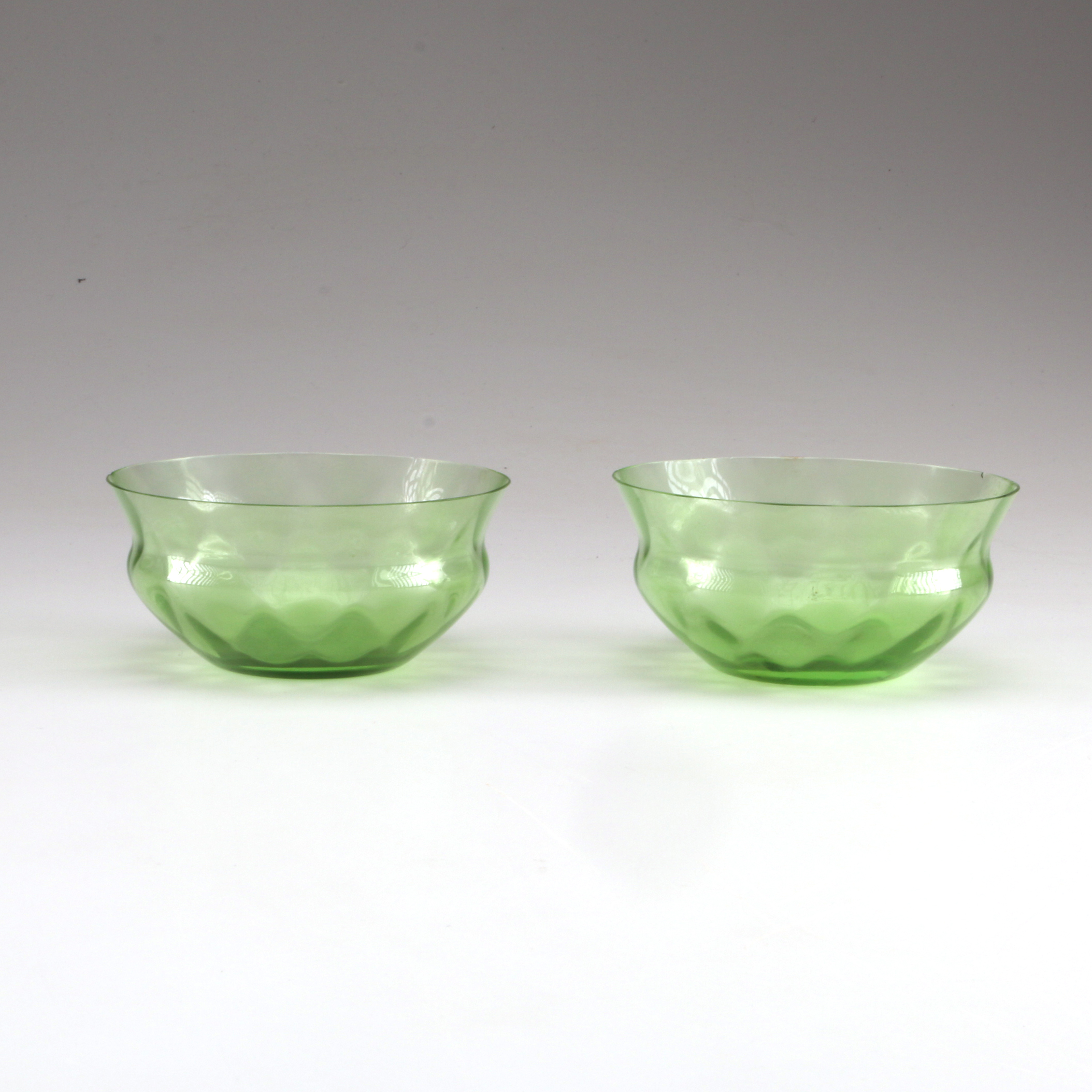 Optic Twist Green Depression Glass with Other Elegant Green Glassware