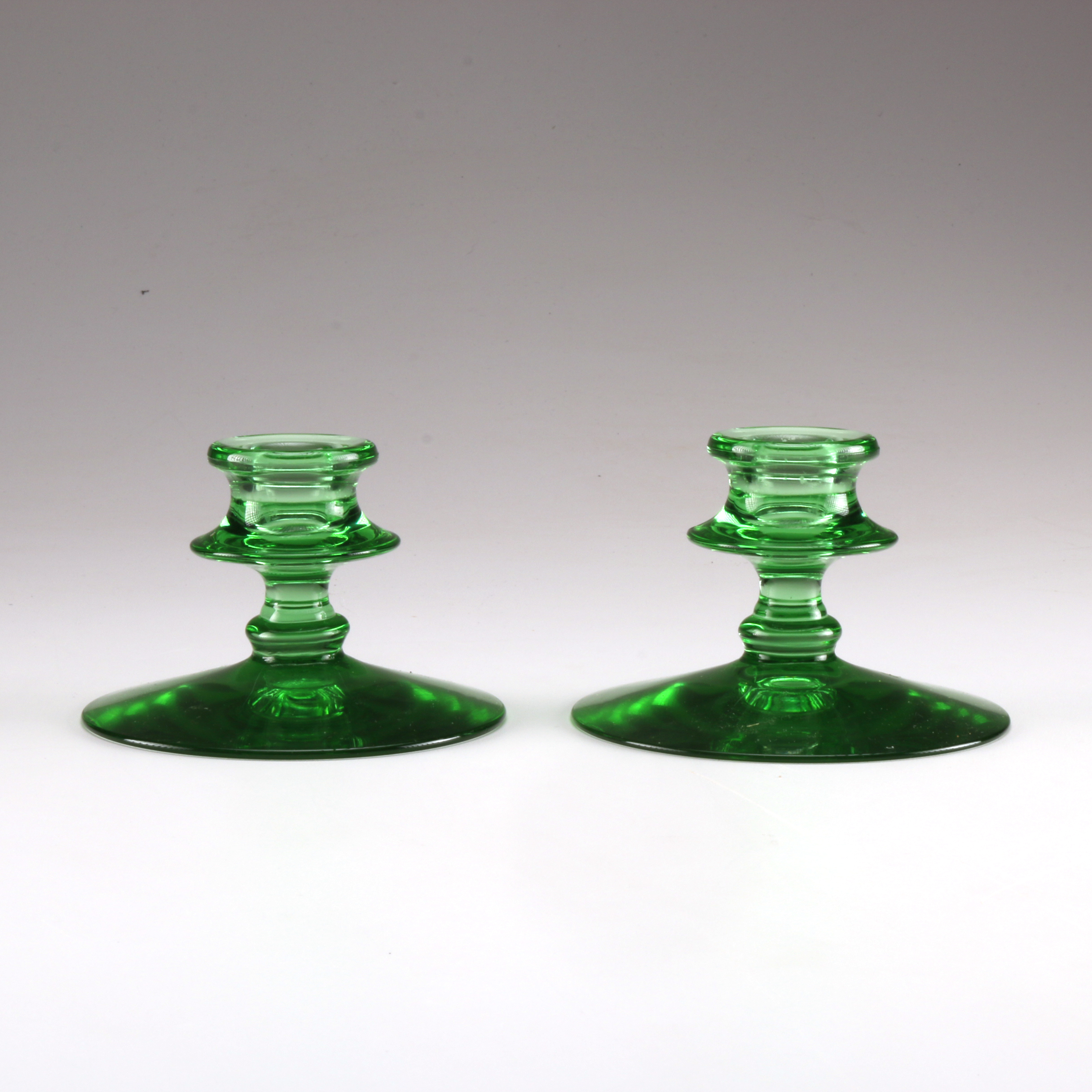 Optic Twist Green Depression Glass with Other Elegant Green Glassware