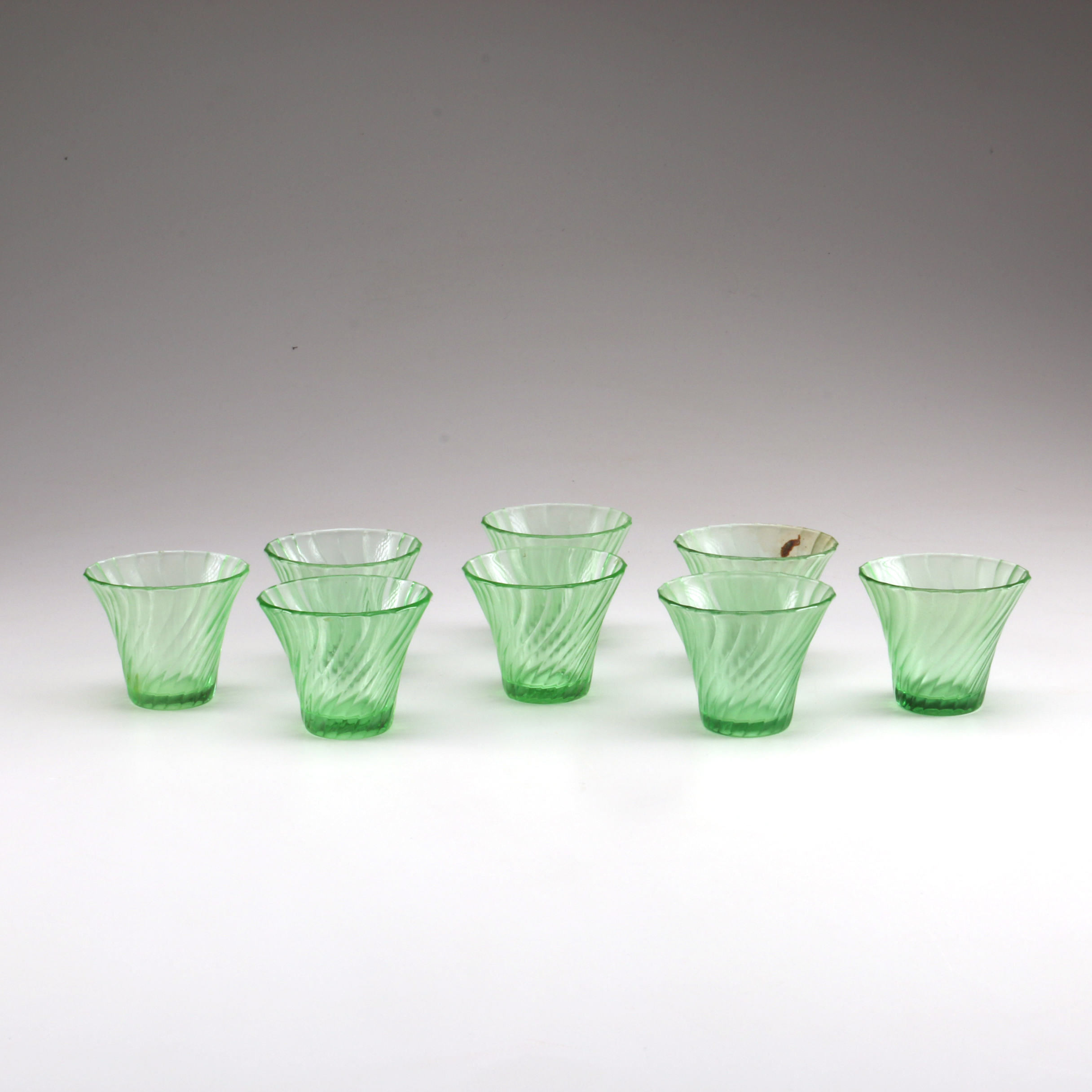 Optic Twist Green Depression Glass with Other Elegant Green Glassware