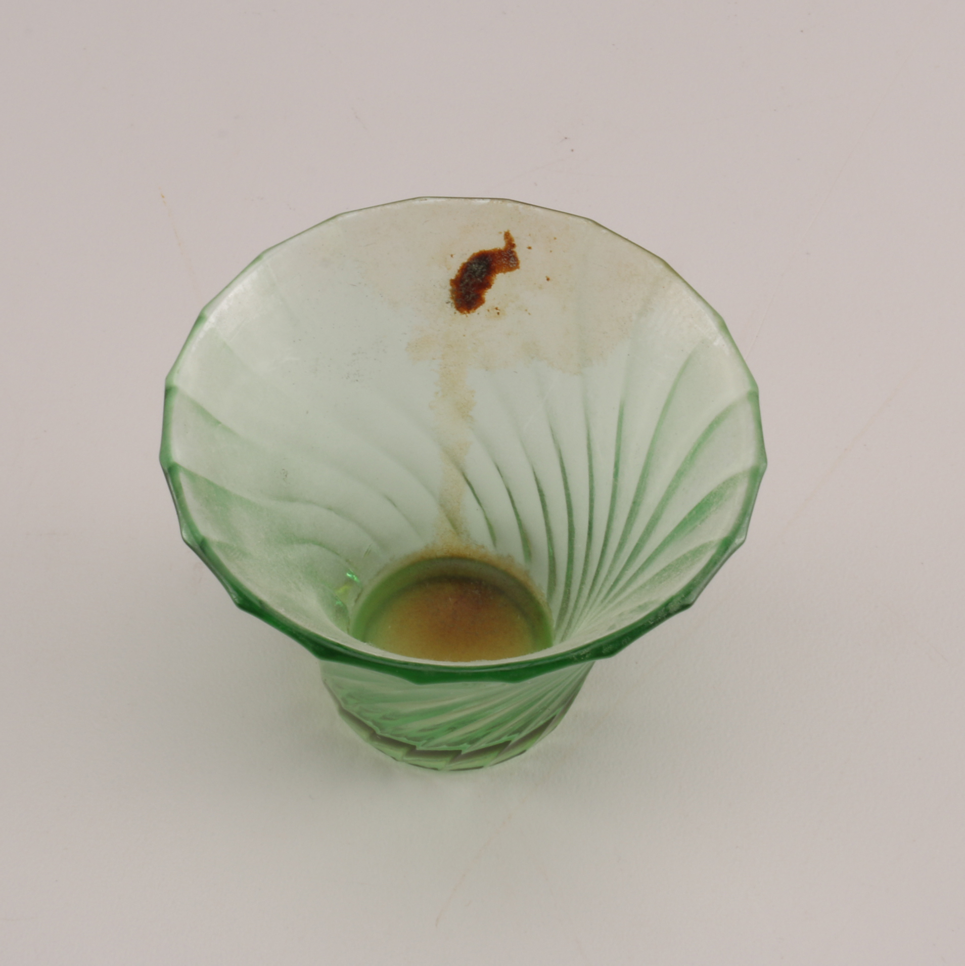 Optic Twist Green Depression Glass with Other Elegant Green Glassware