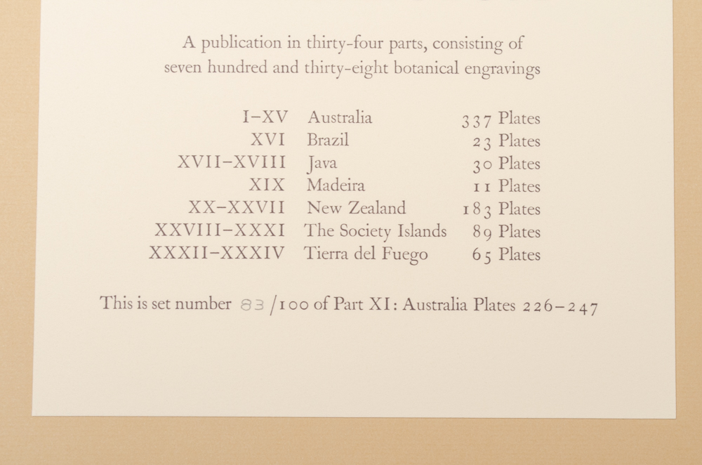 Banks' Florilegium Limited Edition "Part XI: Australia Plates 226-247" Engravings