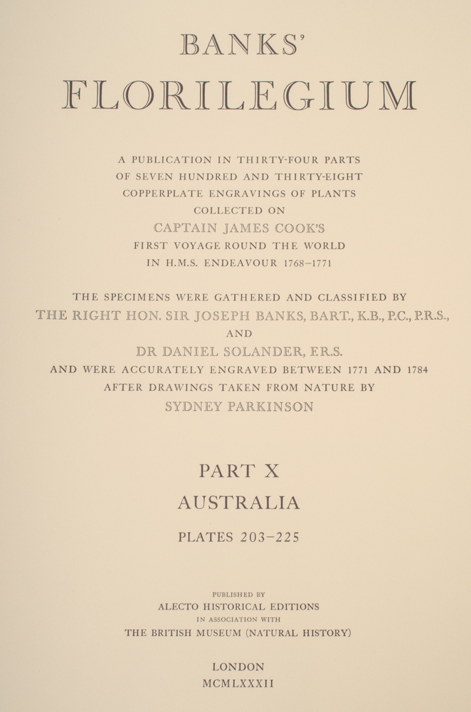 Banks' Florilegium Limited Edition "Part X: Australia Plates 203-225" Engravings