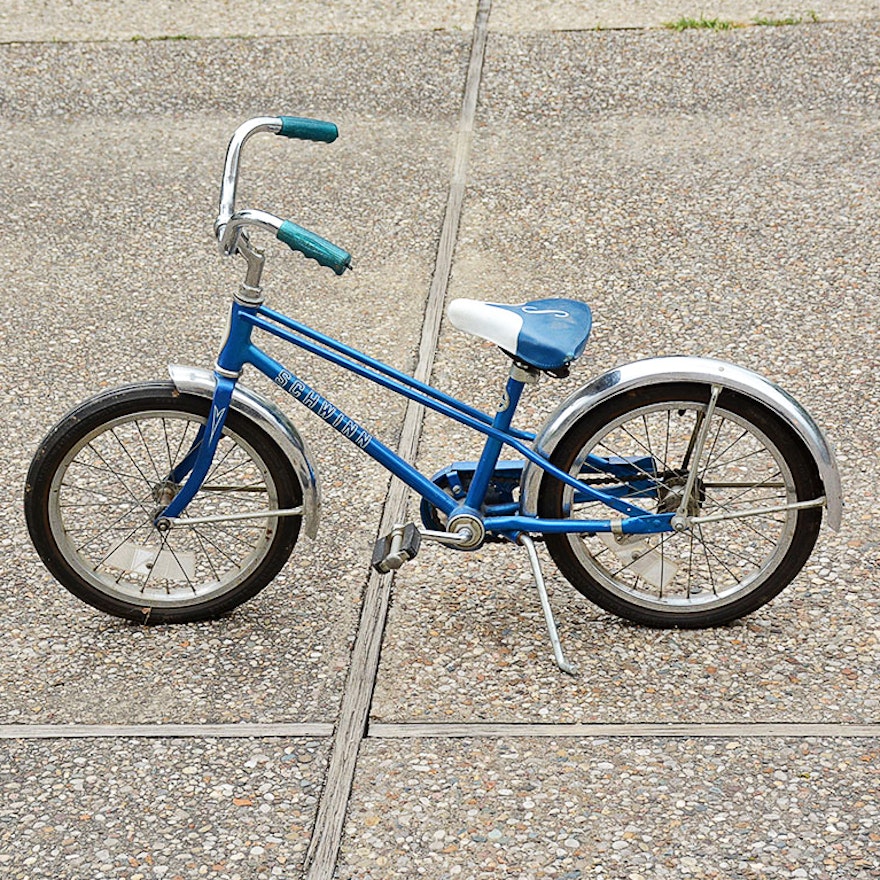 Vintage Blue Schwinn Pixie Child's Bicycle with Training Wheels