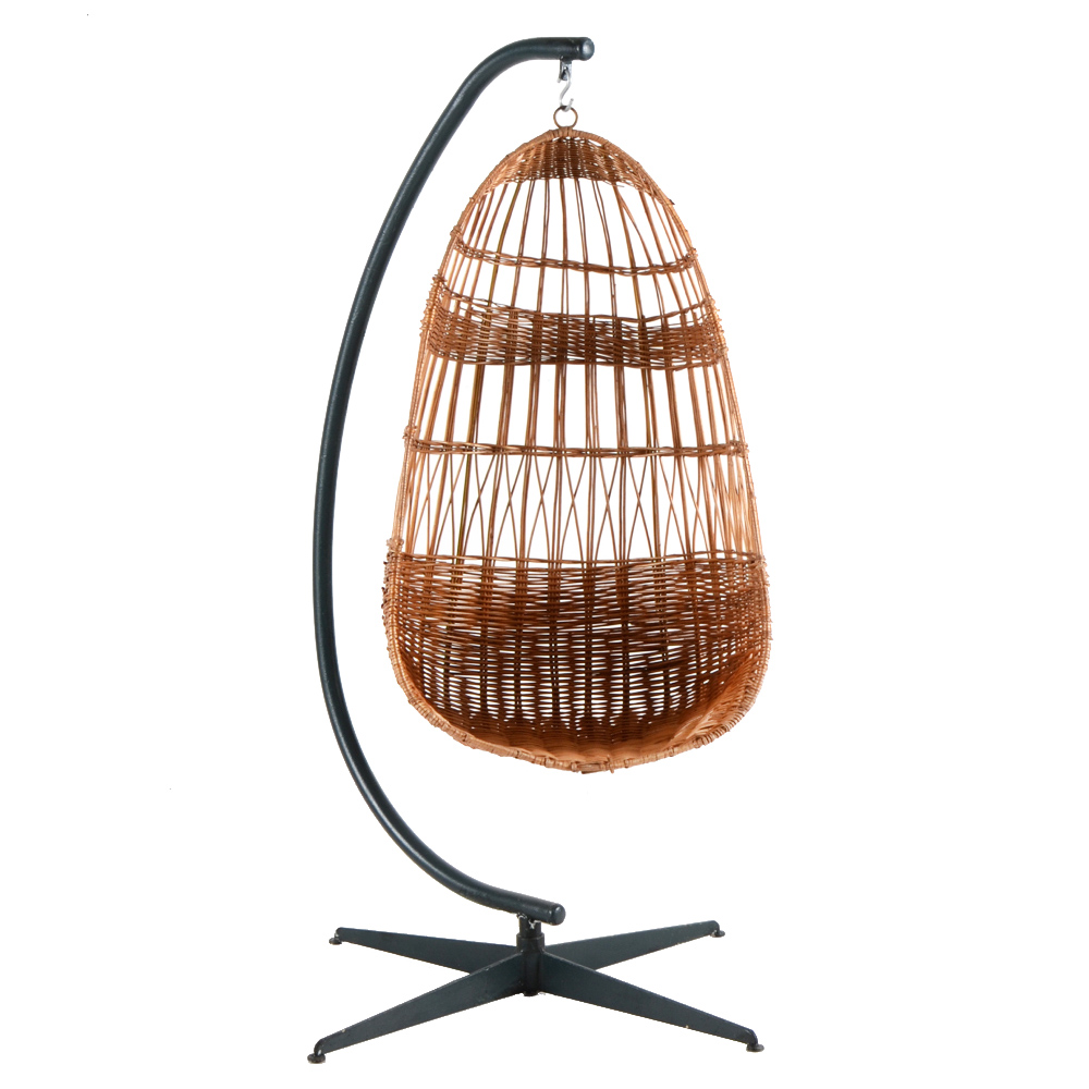 Hanging Wicker Egg Chair on Stand