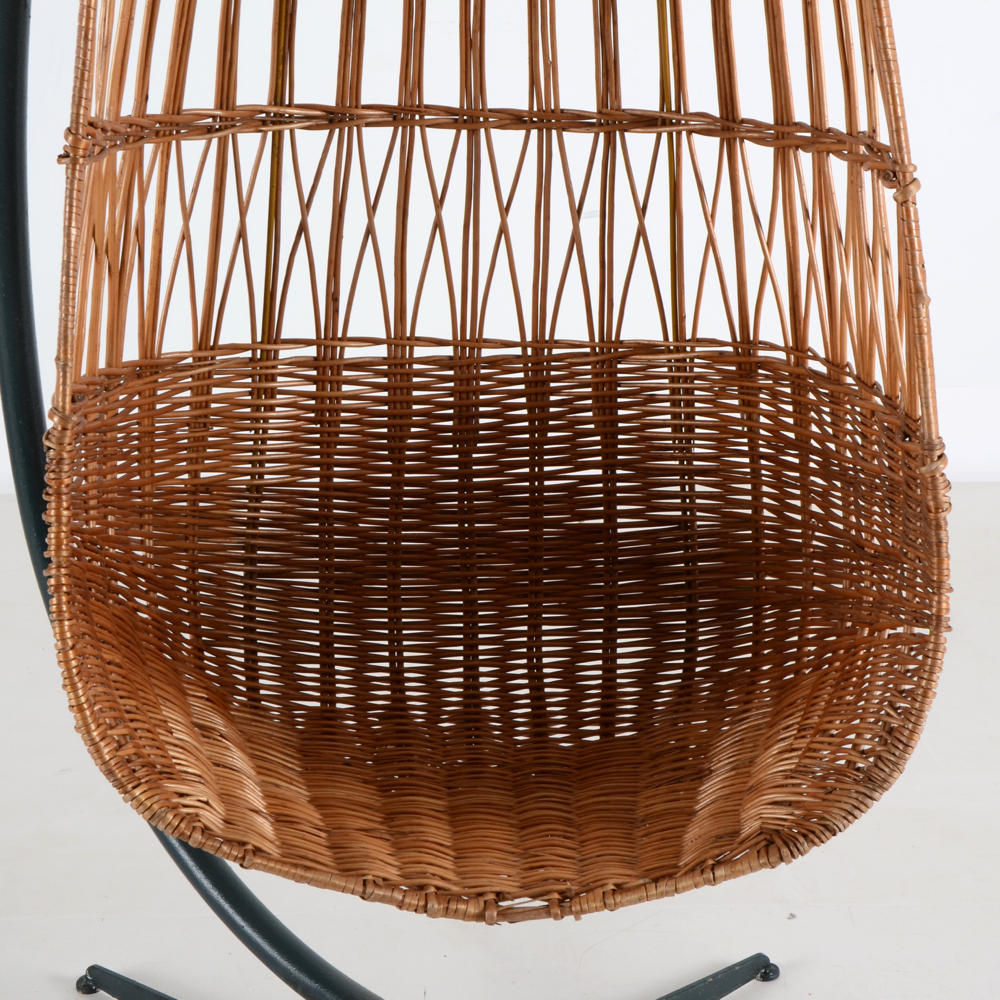 Hanging Wicker Egg Chair on Stand