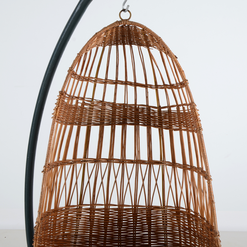 Hanging Wicker Egg Chair on Stand