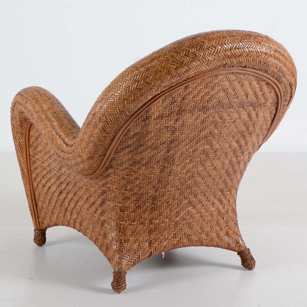 Pottery Barn "Malabar" Woven Lounge Chair and Ottoman