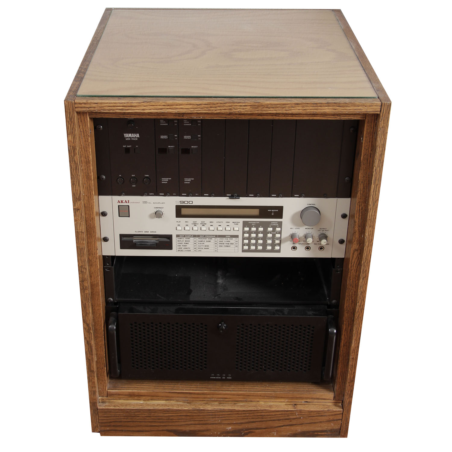 Yamaha MIDI Rack, AKAI Digital Sampler In Custom Wooden Cabinet