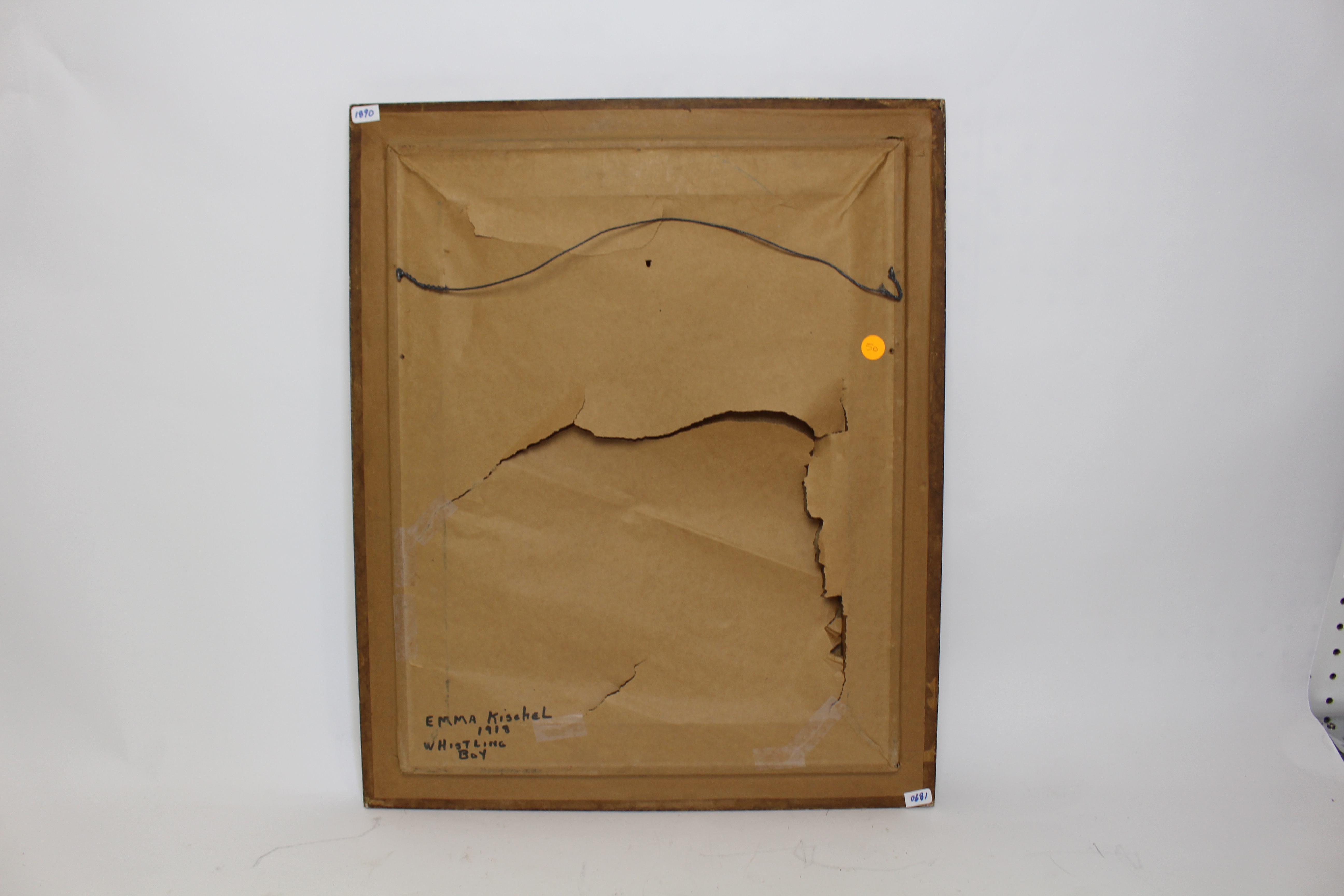 Emma Kischel Oil Painting "Whistling Boy", Circa 1918.