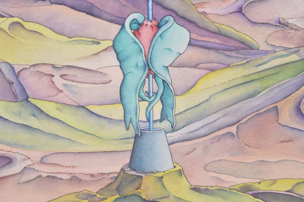 Gunars Strazdins Signed Original Ink and Watercolor Titled "Just Plain Dumb"