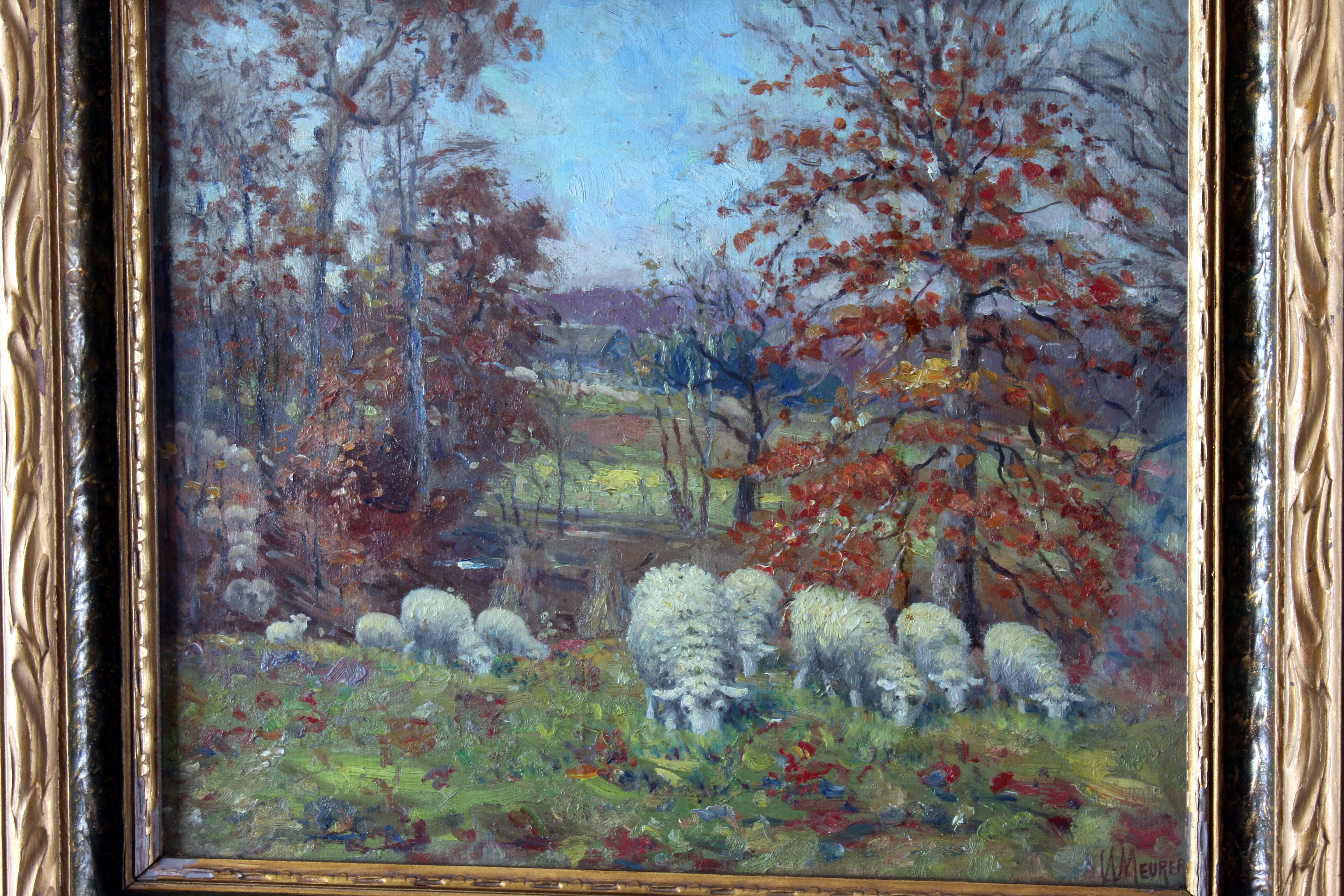 Charles Meurer Late 19th Century Pastoral Oil Painting