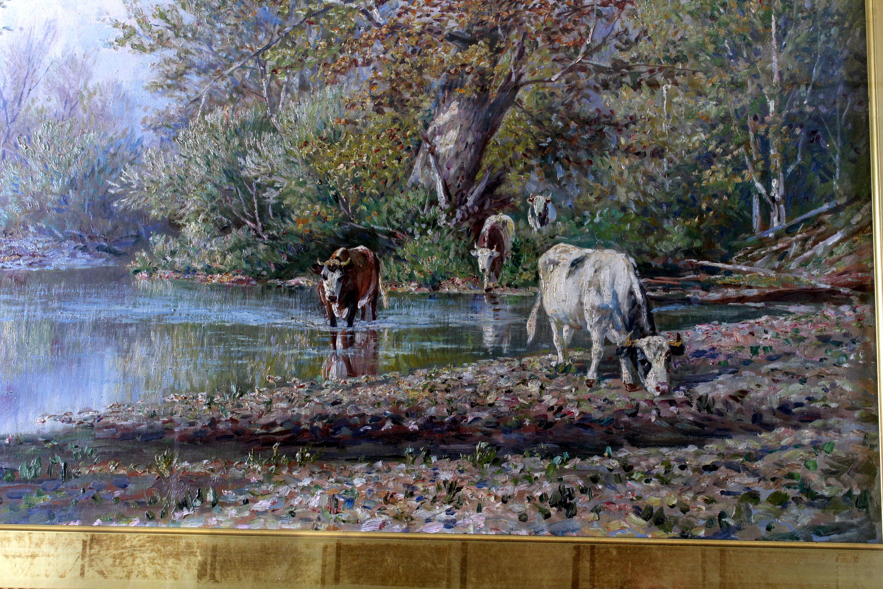 Thomas Corwin Lindsay Large Pastoral Lanscape Oil Painting