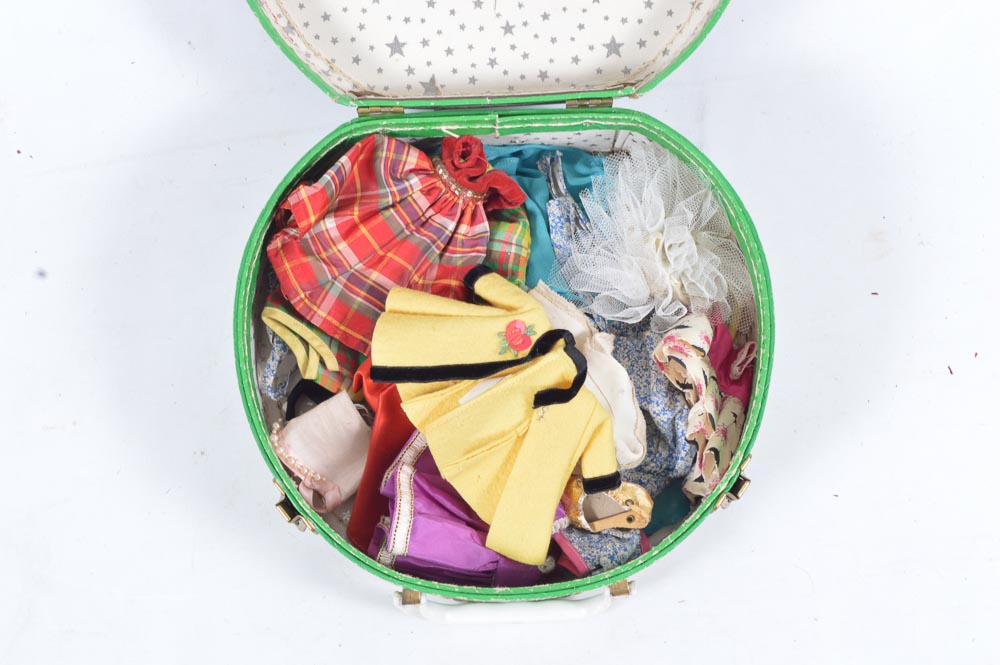 Vintage Case with Doll Clothing and Accessories