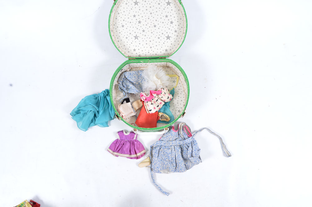 Vintage Case with Doll Clothing and Accessories