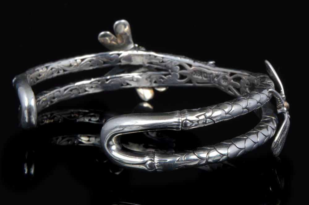 Robert Manse Sterling Silver 18K Gold Multi Gemstone Butterfly Cuff Bracelet