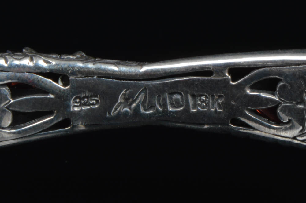 Robert Manse Sterling Silver 18K Gold Multi Gemstone Butterfly Cuff Bracelet