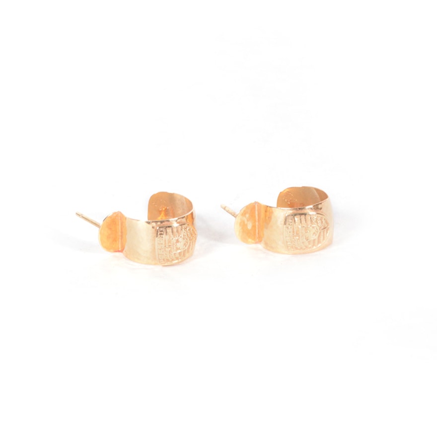 14K Yellow Gold Custom Created Porsche Earrings