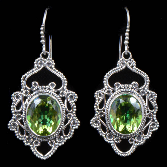 Robert Manse Sterling Silver and Green Mystic Quartz Earrings