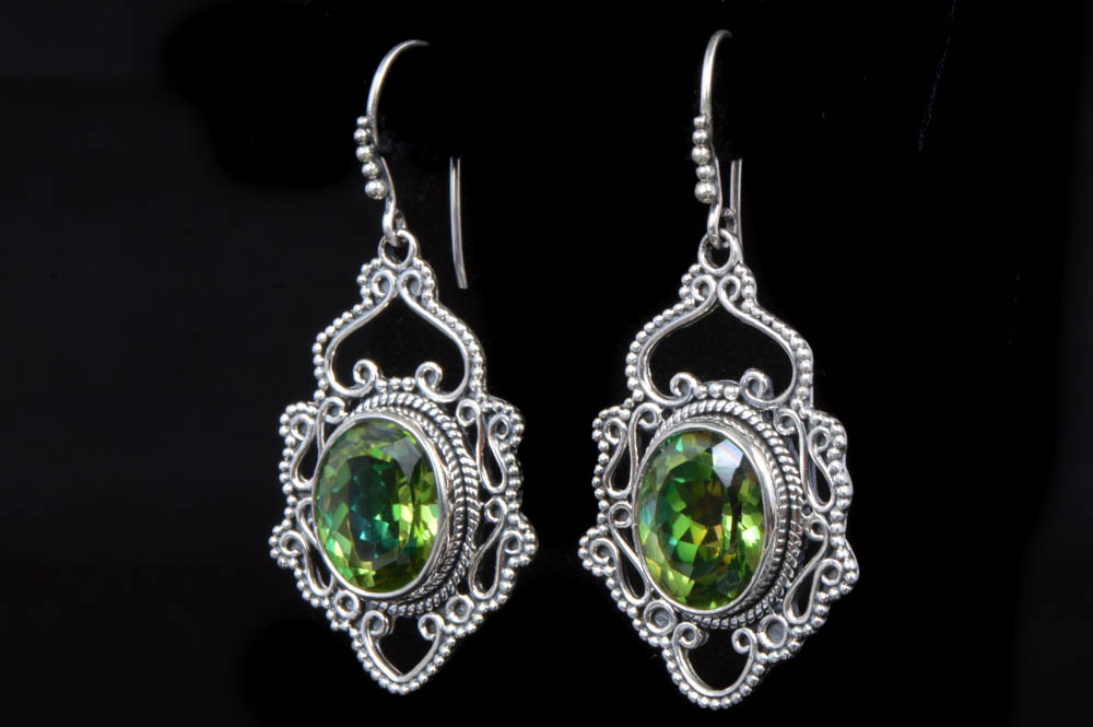 Robert Manse Sterling Silver and Green Mystic Quartz Earrings