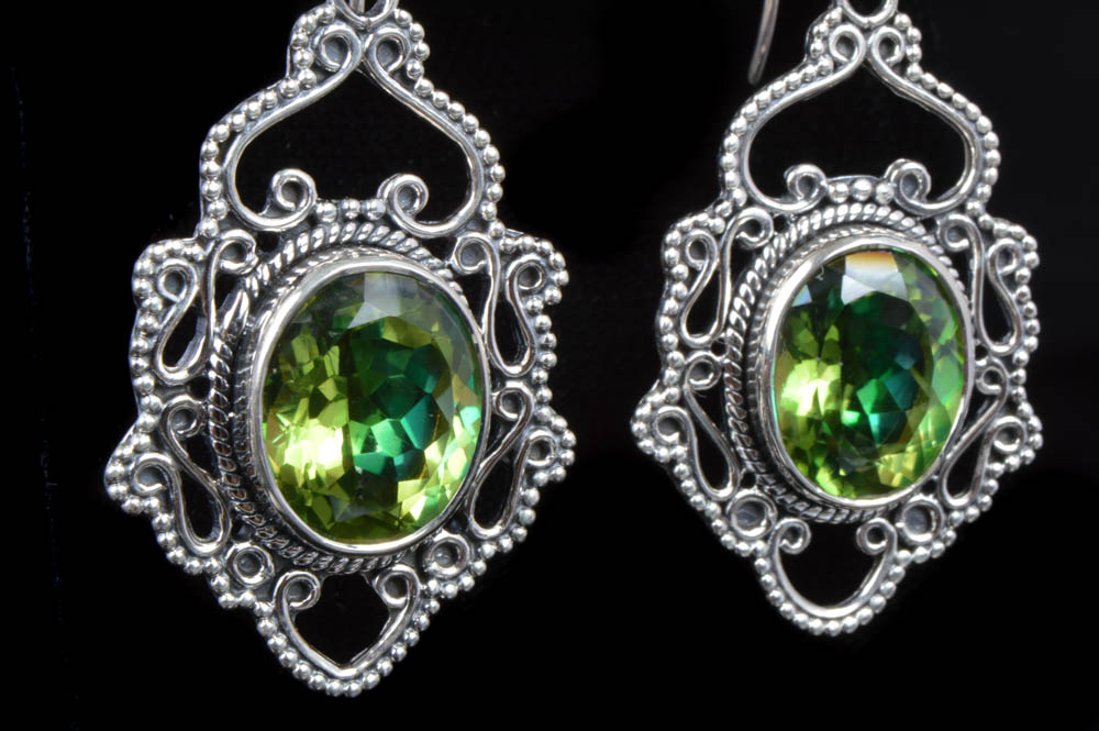 Robert Manse Sterling Silver and Green Mystic Quartz Earrings