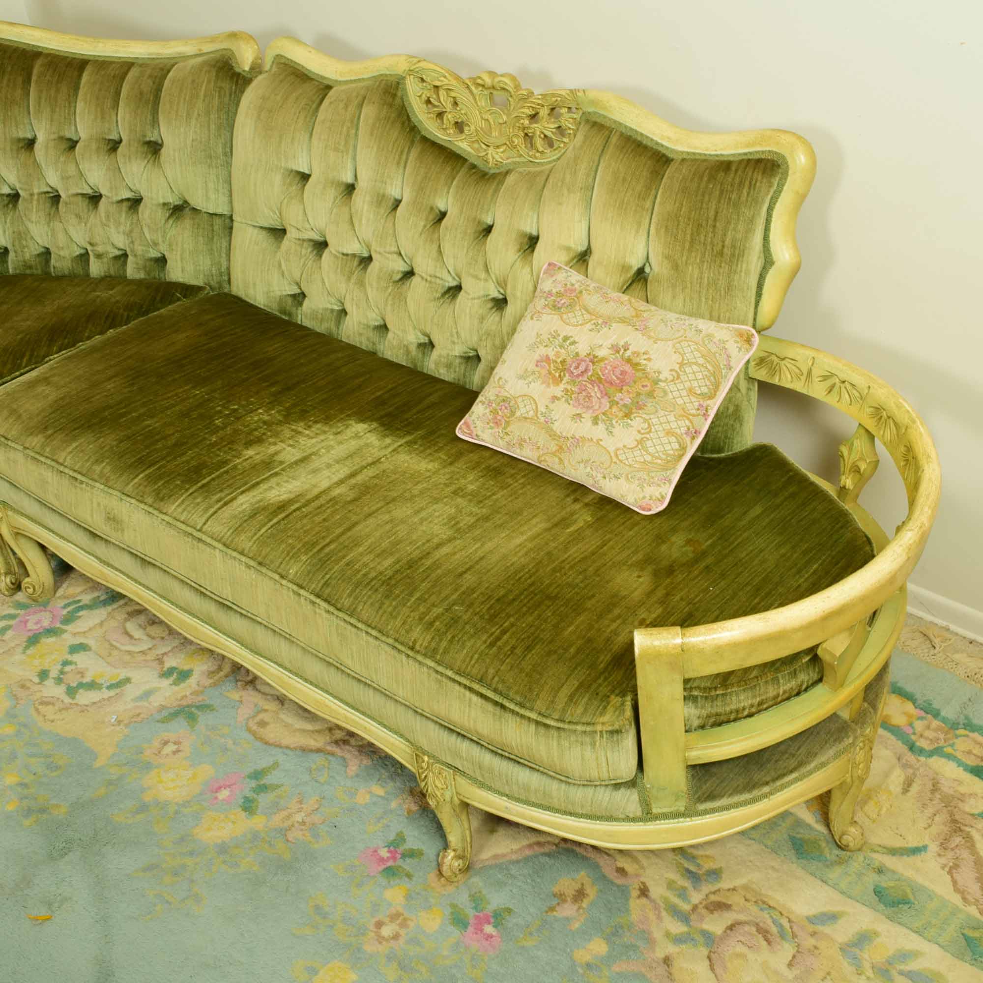 Vintage French Style Curved Sectional Sofa