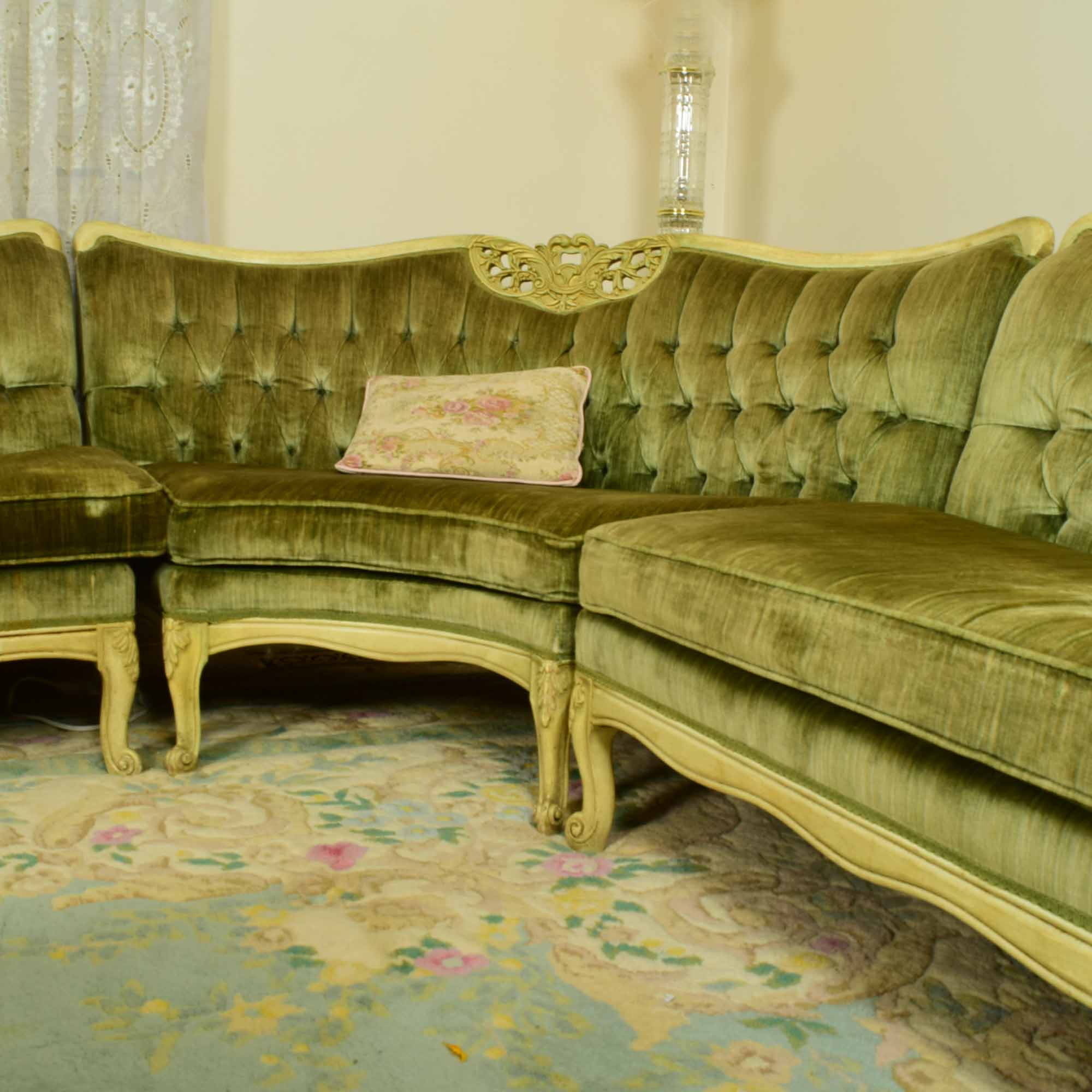 Vintage French Style Curved Sectional Sofa