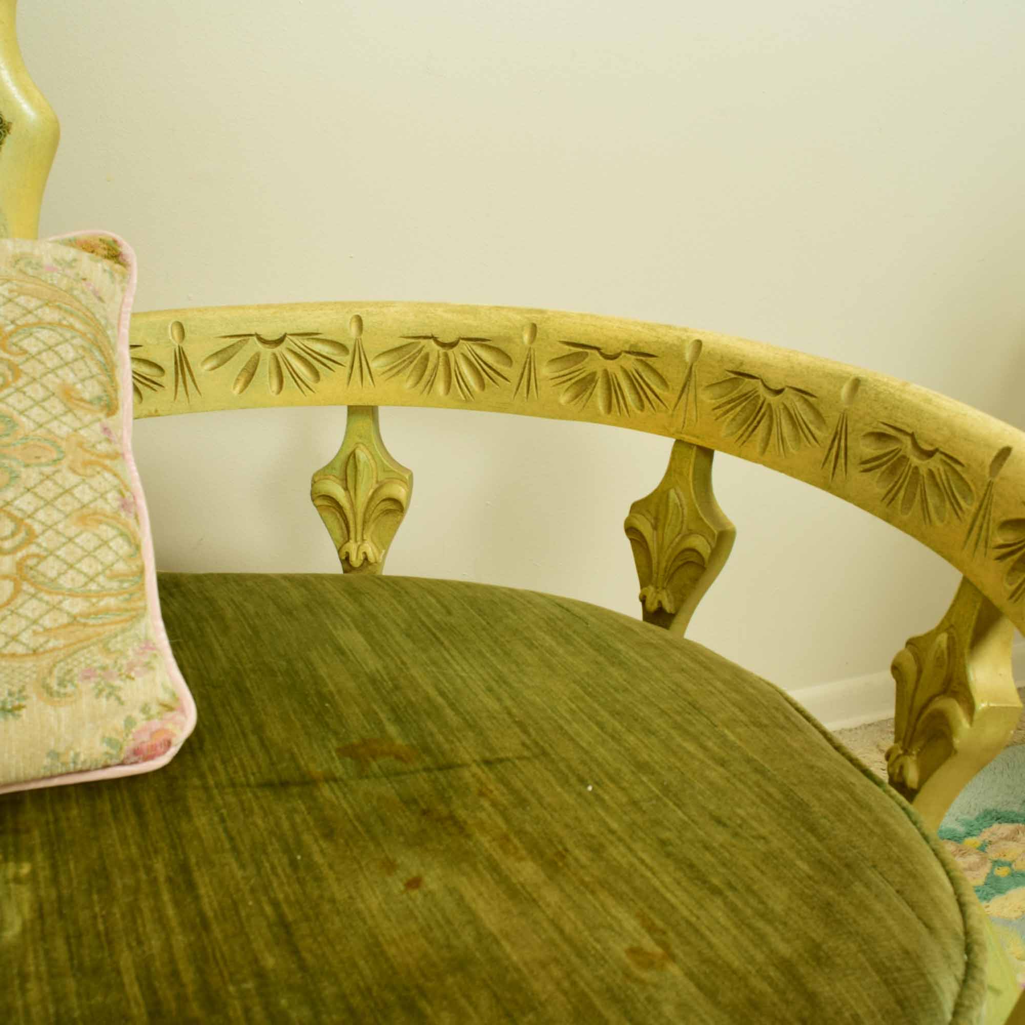 Vintage French Style Curved Sectional Sofa