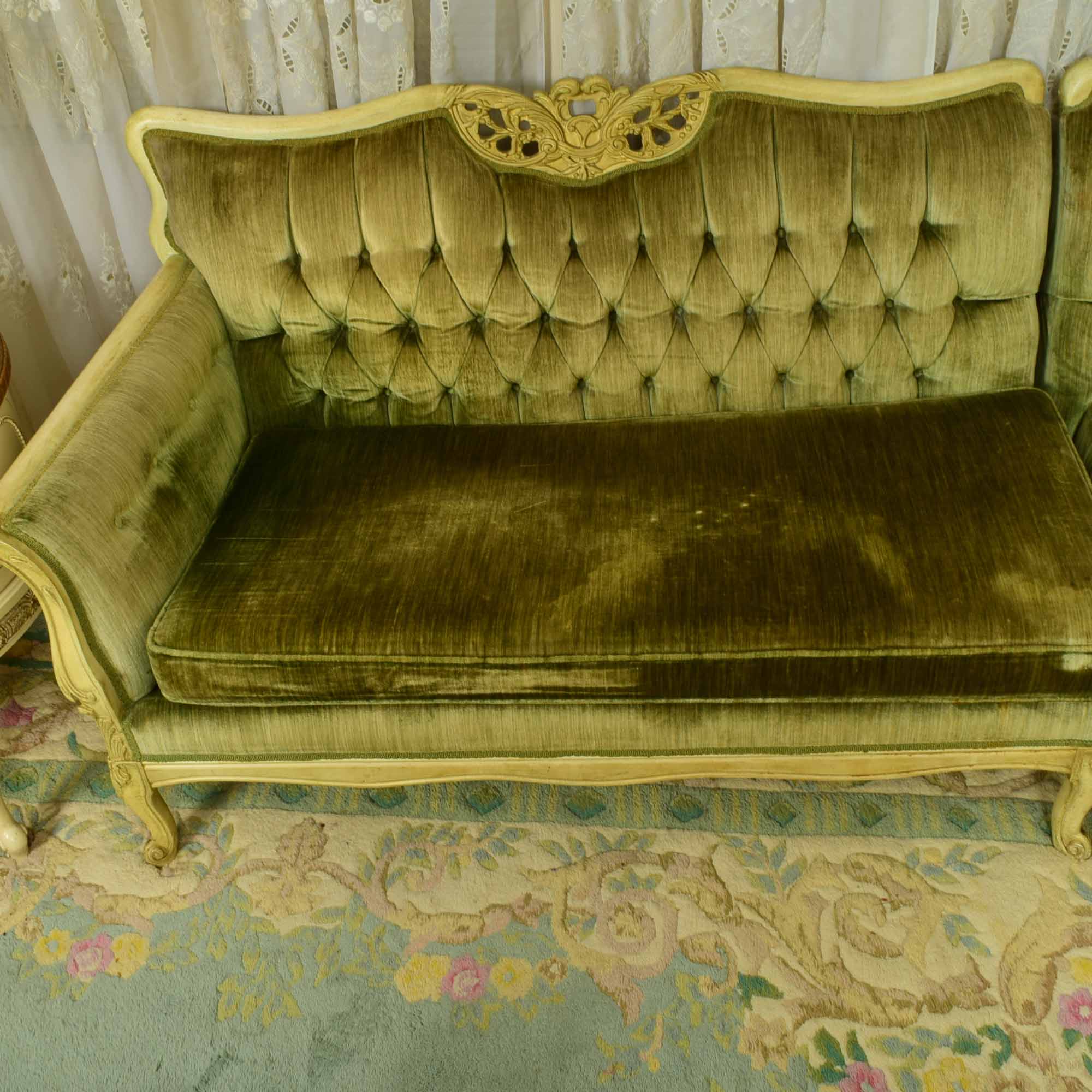 Vintage French Style Curved Sectional Sofa