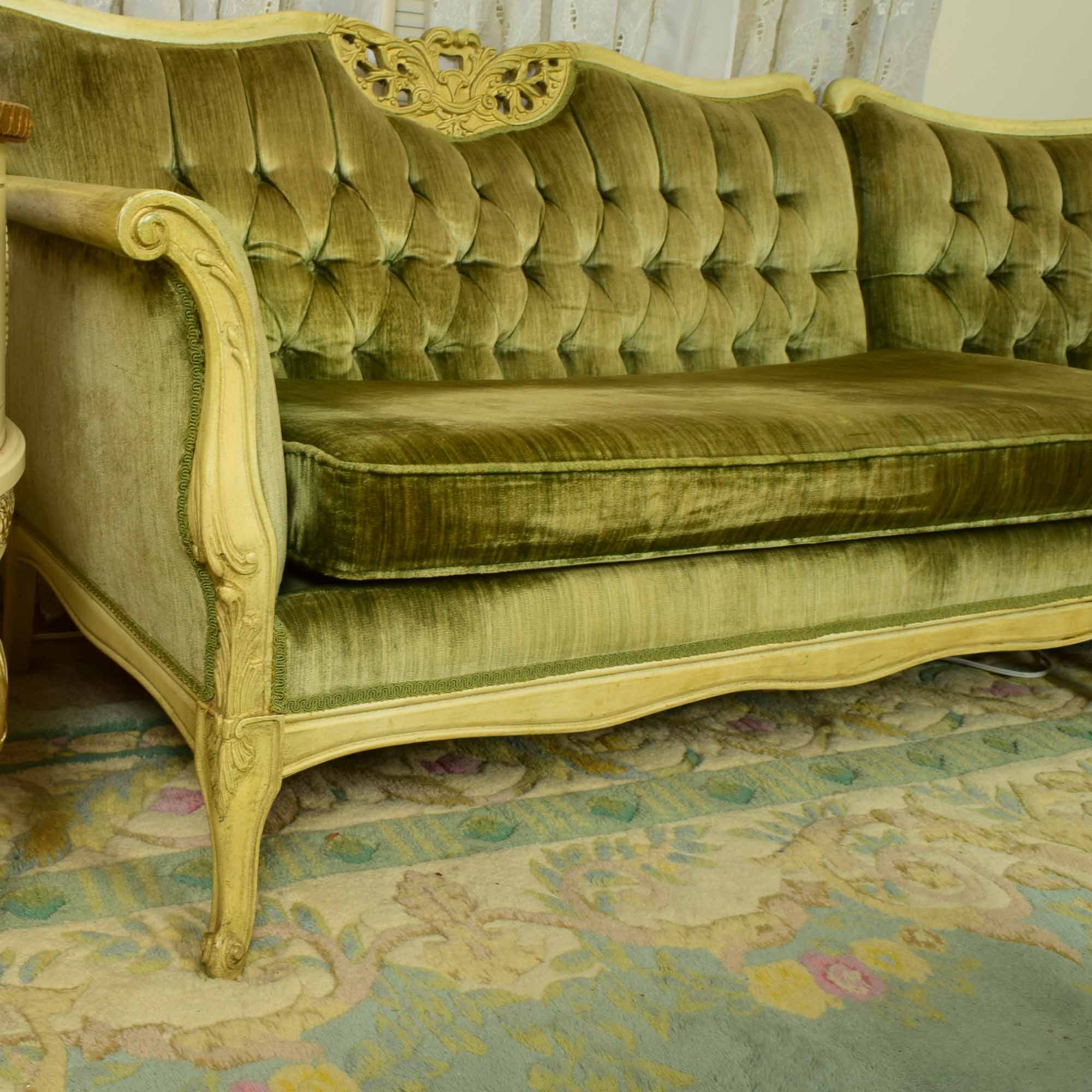 Vintage French Style Curved Sectional Sofa
