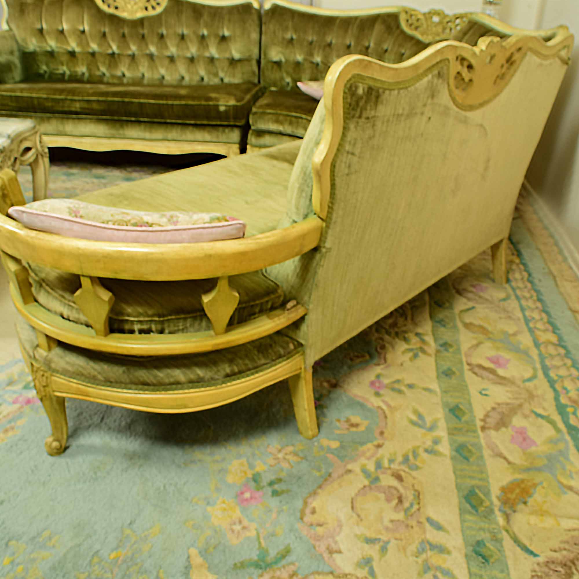 Vintage French Style Curved Sectional Sofa