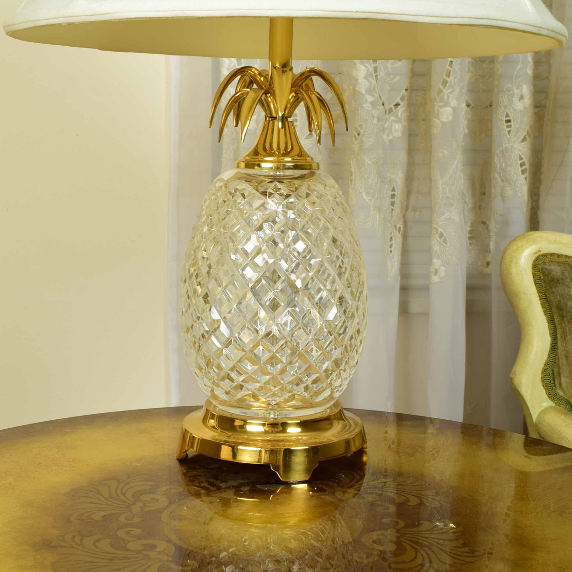 Waterford Crystal and Brass Pineapple Lamp