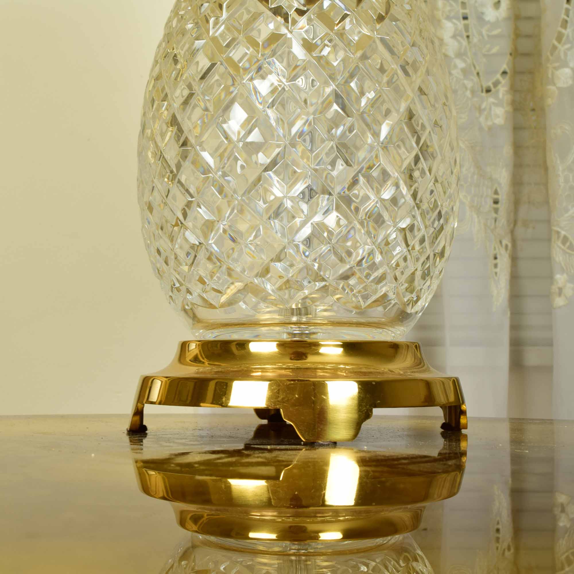 Waterford Crystal and Brass Pineapple Lamp