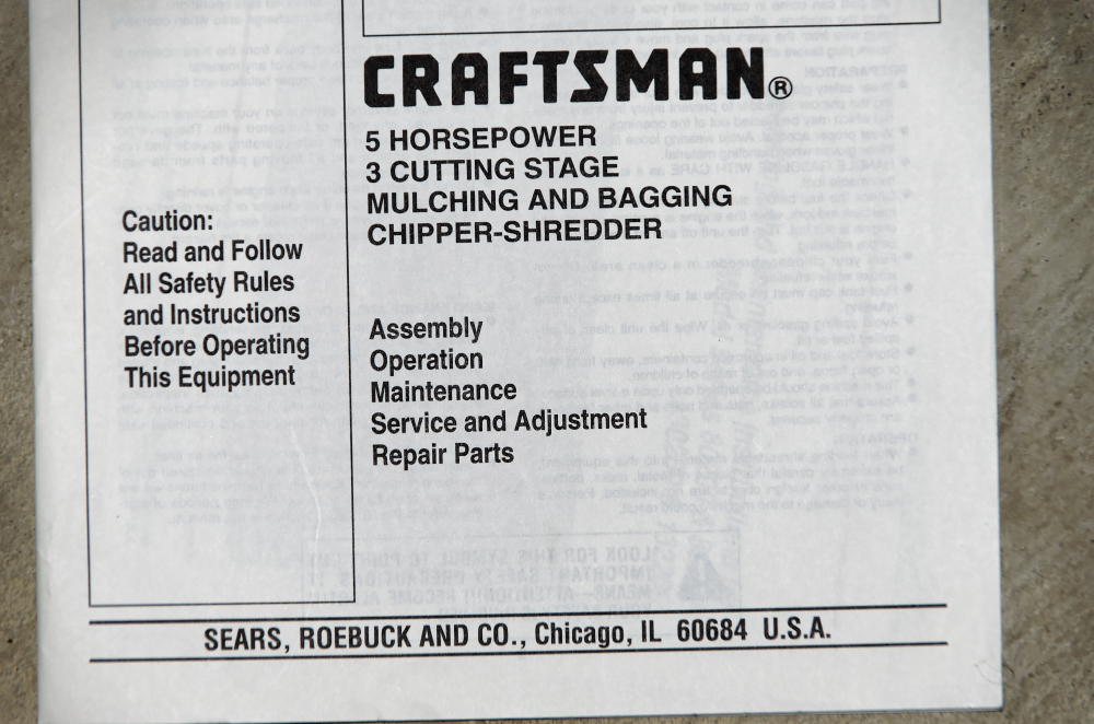Craftsman 5 HP Chipper Shredder