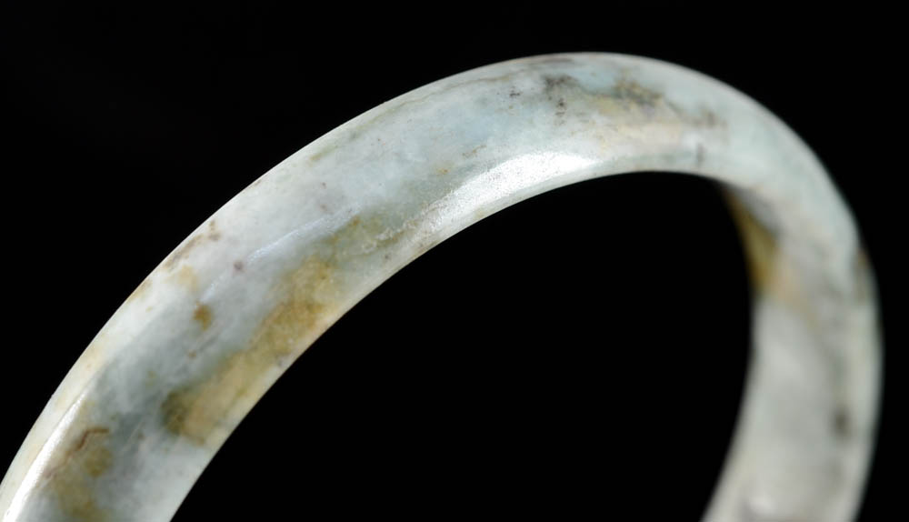 Polished Jadeite Bangle and Nephrite Bracelet with Chinese Characters