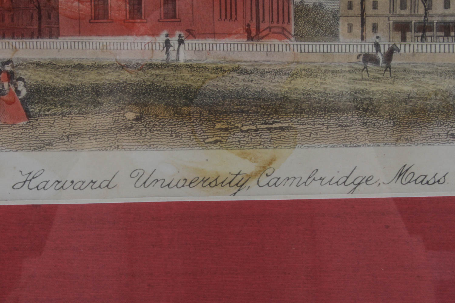 1840 Hand-Colored Engraving "Harvard University"