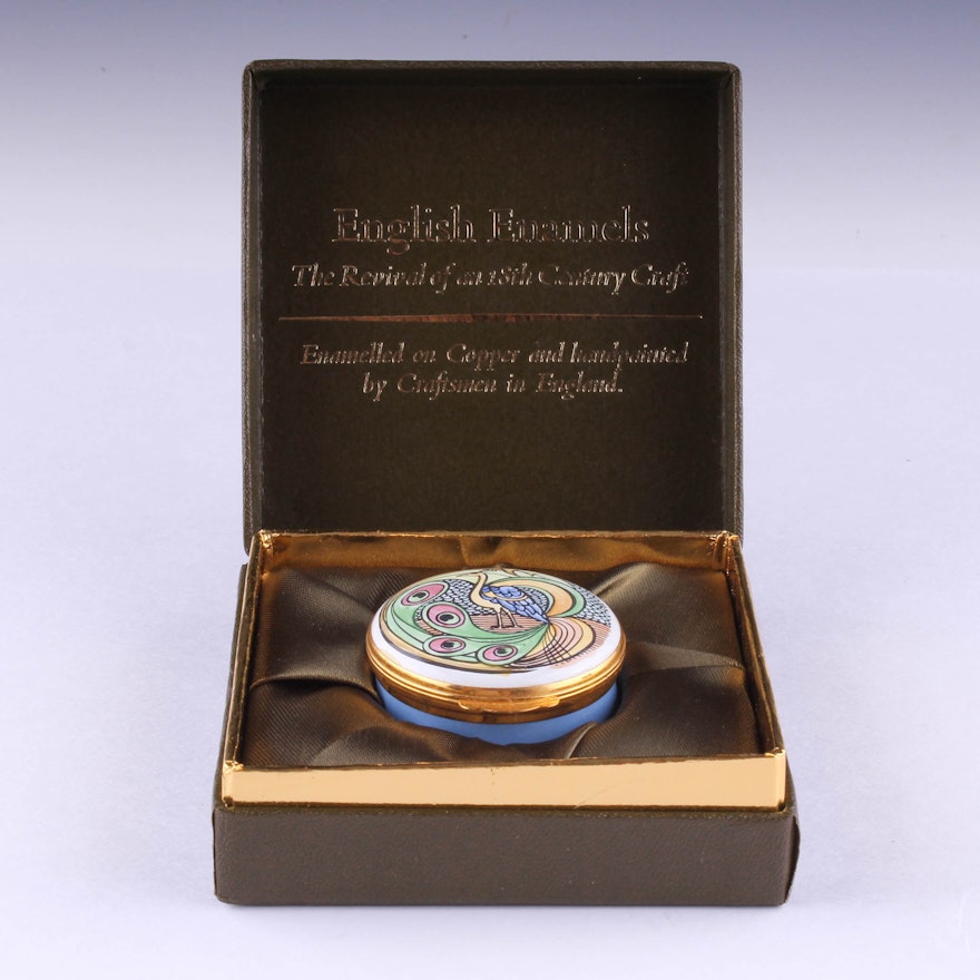 Hand-Painted Enamel Trinket Box by Crummles & Co.