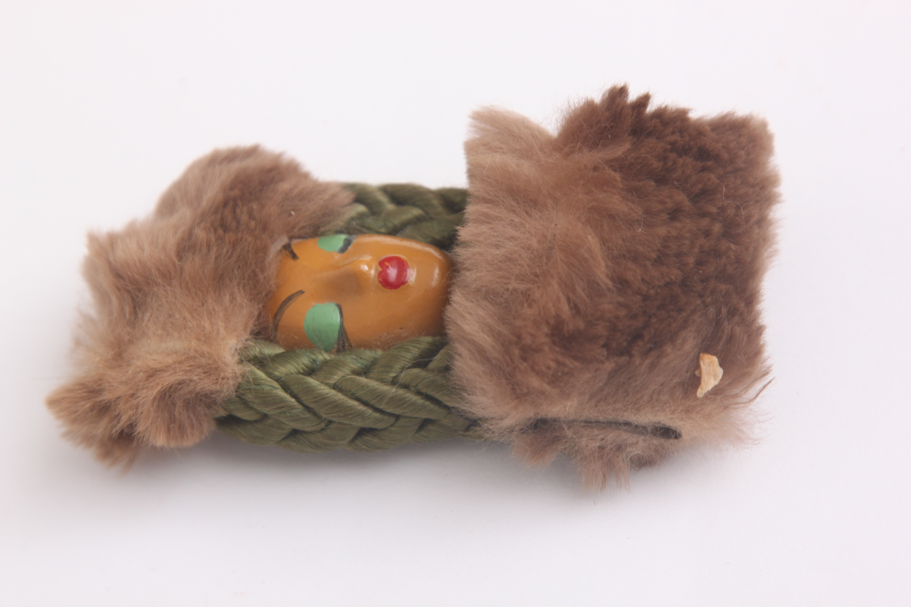 Vintage Elzac "Victim of Fashion" Ceramic and Fur Female Head Brooch